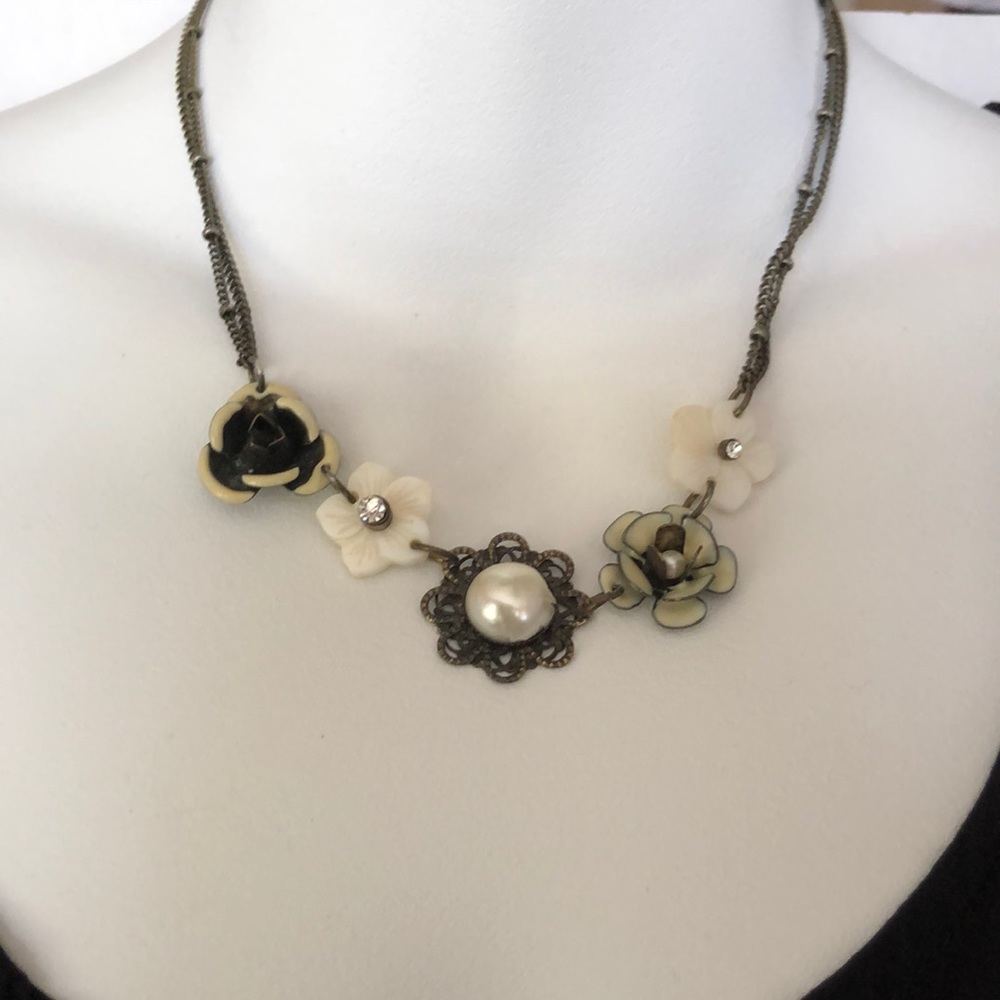 Rose and Pearl Statement Necklace